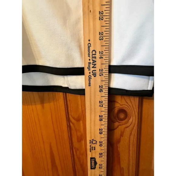 Weekend's By Chico's White/Black piping asym zip fleece vest with Hood 3/L - Picture 4 of 7